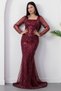 Square Neckline Long Sleeve Beaded Evening Dress 41231 - 7