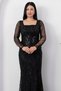 Square Neckline Long Sleeve Beaded Evening Dress 41231 - 2