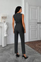 Gray Striped Pattern Sweater Trousers Top and Bottom Set - 2