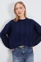 Hair Braid Patterned Crew Neck Knitwear Sweater - 5