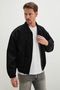Zippered Polo Collar Velvet Bomber Jacket - 2