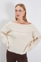 Glittery Sequined Madonna Collar Knit Sweater - 6