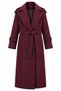 Women's Lined Belted Double-Breasted Collar Buttoned Long Cashmere Coat