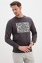 3 Thread Floral Maze Printed Crew Neck Sweatshirt - 5