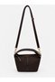 Women's Linen Brown Lilyum Model Lock Detailed Hand & Crossbody Bag - 3