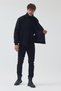 Men's Black Color Standard Fit Zippered Quilted Cashmere Coat - 4