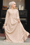 Laced Beige Hijab Dress 23201BEIGE - 2