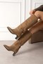 Lilla Women's Dark Beige Leather Heeled Boots - 2