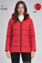 Women's Red Hooded Fleece-Lined Fur-Trimmed Waterproof Wind-Resistant Puffer Coat Jacket Parka