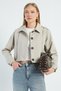 Pleated Double-Breasted Collar Cropped Trench Coat - 3