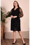 Women's Double Breasted Neckline Waist Stitching Detail Skirt Sequin Sequin Sleeve Tulle Back Slit Lined Flexible Evening Dress - 7