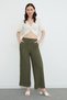 Elastic Waist Crepe Fabric Pocket Trousers