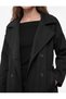 Wide Collar Long Sleeve Pocketed Buttoned Belted Double Breasted Gabardine Long Trench Coat - 5