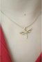 Elegant and Stylish Women's Necklace with Steel Non-Tarnishing Dragonfly Figure and Zircon Stone - 5