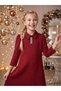 Girl's Stone Brooch Detailed Fakir Sleeve Dress - 3