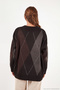 Oversize Fit Crew Neck Argyle Patterned Sweater Women's Sweater 4615578 - 7