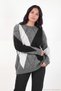 Oversize Fit Crew Neck Argyle Patterned Sweater Women's Sweater 4615578 - 5