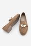 Women's Loafer Genuine Leather Buckle Moccasin Casual Shoes Nador Camel Suede - 7