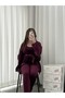 Plum Velvet Women's Pajamas Set with Dressing Gown - 6