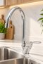 Chrome Mix Swan Spout Kitchen Sink Faucet with Playable Aerator