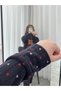 Red Heart Patterned Black Fleece Pajama Set - 6