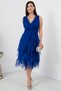 Double Breasted Collar Ruffle Short Dress 13399