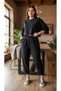 Black Knitted Creepe Carrot Pants