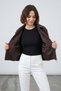 Women's zip-up lined faux leather bomber jacket - brown - 3