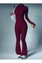 Burgundy-Premium - Trending Colors: Zipper-Front Top and High-Leg Flared Leggings Set - 8