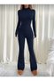 Navy Premium - Trending Colors: Zipper-Front Top and High-Leg Flared Leggings Set - 6