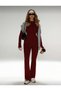 Burgundy-Premium - Trending Colors: Zipper-Front Top and High-Leg Flared Leggings Set