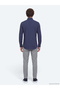 Navy Blue Plain Slim Fit Long Woven Classic Cotton Blend Shirt - 6