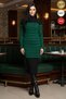 Women's Green Black Line Detailed Half Fisherman Slim Pencil Knitwear Dress - 3