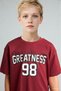 Boys' Regular Fit 2-Piece Short-Sleeve Printed Burgundy Pajama Set I0552A826AU - 3