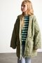 Water Repellent Hooded Long Coat with Quilted Zipper and Snap Closure Pockets and Adjustable Elastic Waist - 5