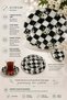 Set of 6 Glass Tea Plates – Black and White Checkered Floral Pattern – 6 Tea Plates - 2