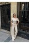 Oysho Fabric Off-Shoulder Two-Piece Set — Beige - 7