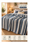 Striped Patterned Double Blanket Navy Blue Ecru 180X220 cm - 3