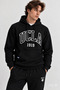 Jepsen Black Hooded Embroidered Fleece-Lined Standard Fit Men's Sweatshirt