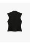 Window-Detailed Metal-Buttoned Qipao Collar Sleeveless Corset Blouse - 6