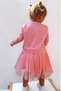 Girls' Long Sleeve Dress with Floral Print and Tulle, 2-6 Years, Pink - 2