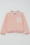 Donino Girls' Tracksuit Set with Floral Knit Pocket Detail and Snap Fasteners, Ages 2-5, Salmon - 7