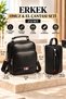 Set of 2 Men's Black Hand Bag, Shoulder Bag and Shaving Clutch Bag for Daily Use and Travel