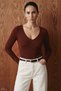 V-Neck Crop Knitwear - Brown