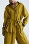Agapi Mustard Belted Shirt and Trousers Set - 3