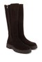 Women's Brown Suede Zippered Rubber Sole Genuine Leather Boots - 5