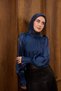 Twill Silk Minimal Scarf Midnight Blue 90X90 - 2