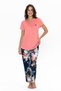 Women's Sleepwear Set with Cotton, V-Neck, Short Sleeve, Floral Print, Pockets