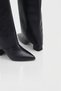 Black Leather Ankle Boots with Detachable Accessories, Pointed Toe, Heel, and Zipper Closure. - 4
