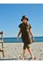 Half Sleeve Semi-Closed Swimsuit with Hat - Alf26709 - 5